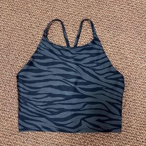 Old Navy Active Powersoft High Neck Workout Tank Top, Black Zebra Print Sz Large